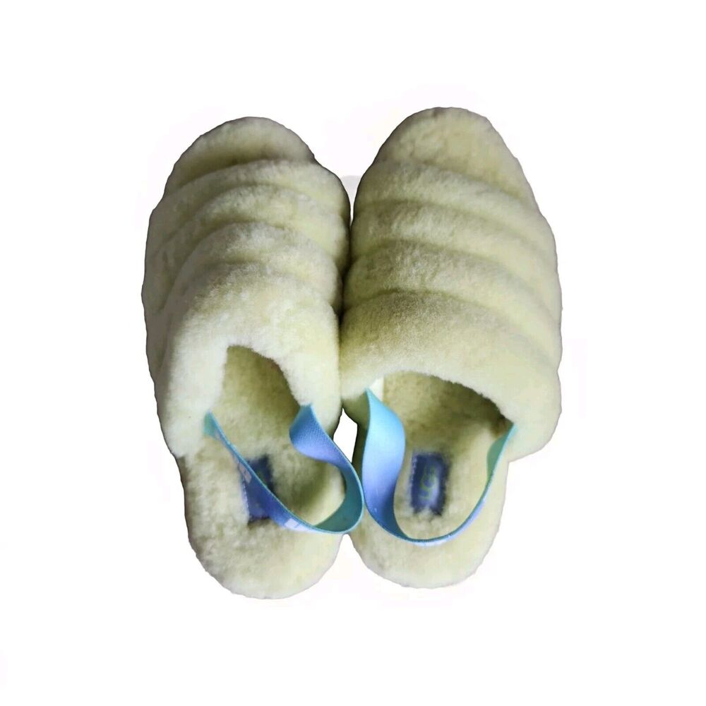 Womens UGG Fluff Yeah Yellow Lamb Fur Slide Slippers Sandals Size 6 1120030k - Picture 4 of 11